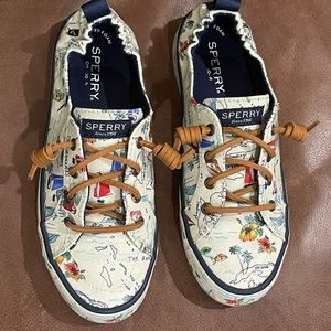Sperry Crest Ebb Boat Map Sneakers 6.5 Womens